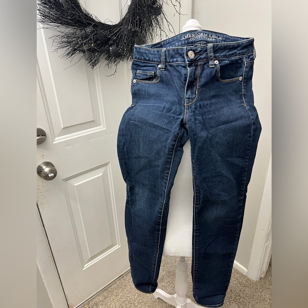 American Eagle Outfitters Women's Dark Blue Skinny Jeans